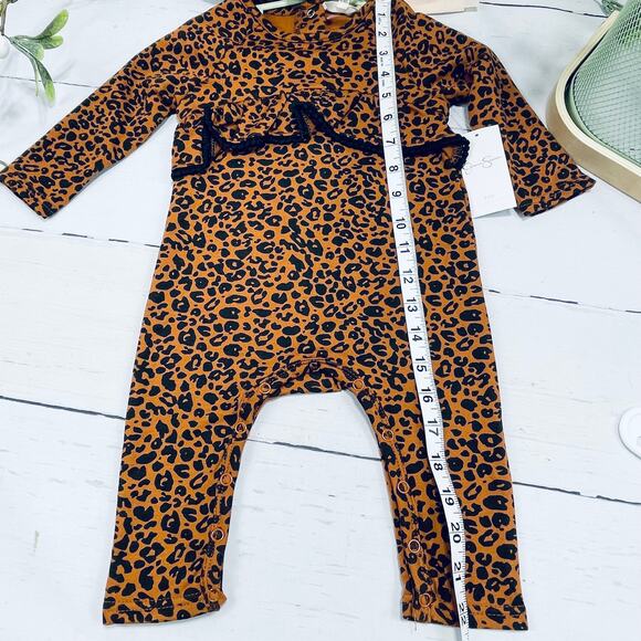 NEW Jessica Simpson Leopard Print Brown and Black Romper - Size 12months - Picture 9 of 9
